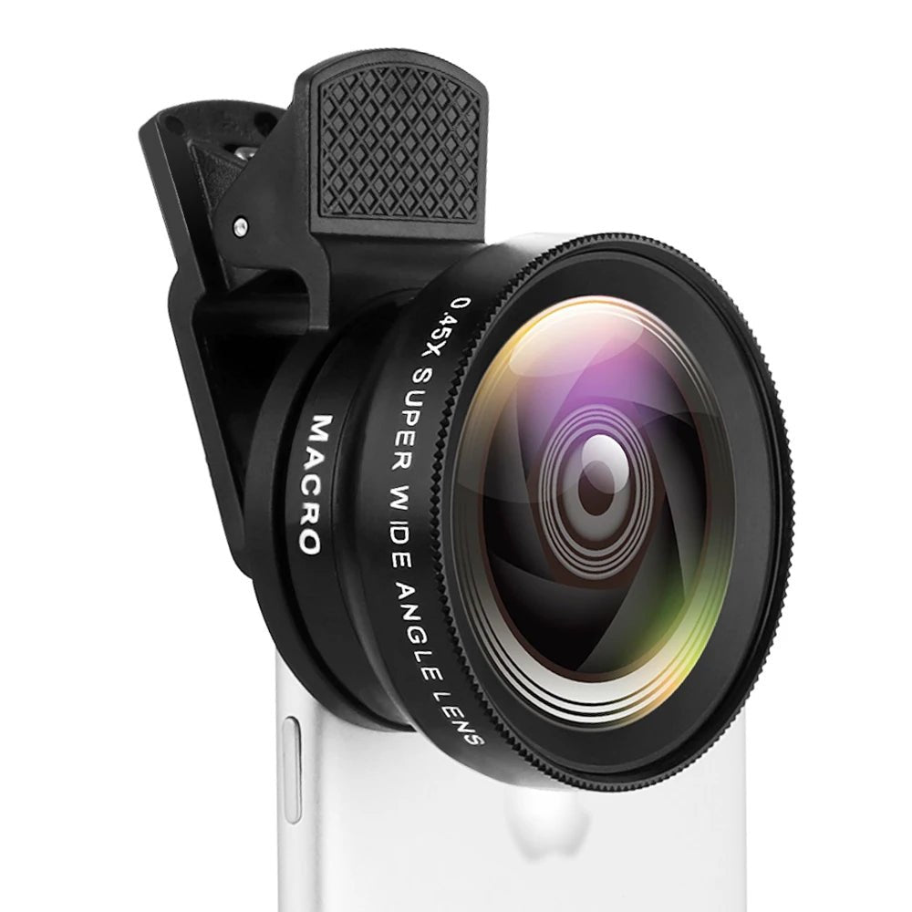 2 Functions Mobile Phone Lens 0.45X Wide Angle Len & 12.5X Macro HD Camera Lens Universal for iPhone Android Phone - Shubert Online Store