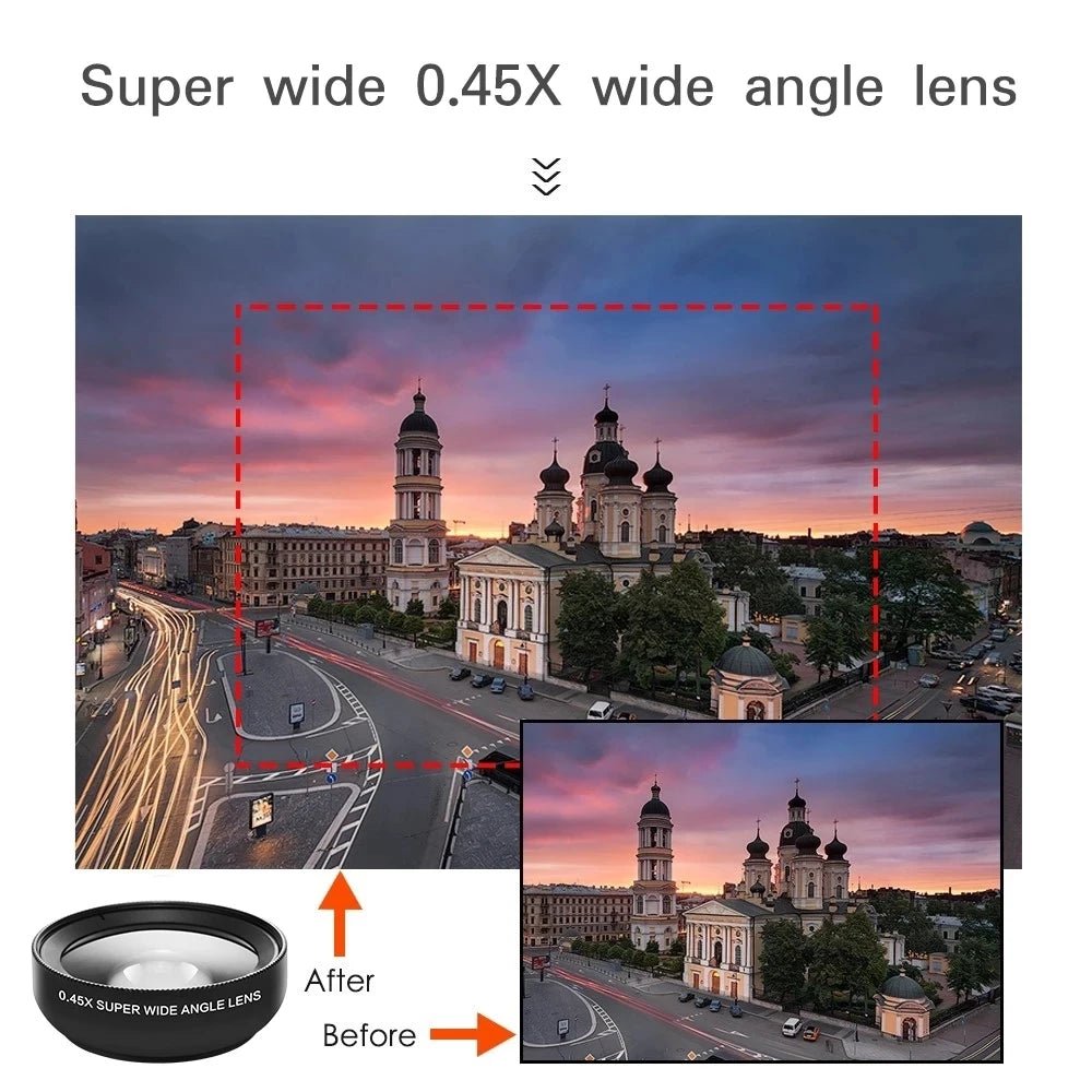 2 Functions Mobile Phone Lens 0.45X Wide Angle Len & 12.5X Macro HD Camera Lens Universal For iPhone Android Phone Smartphone - Shubert Online Store