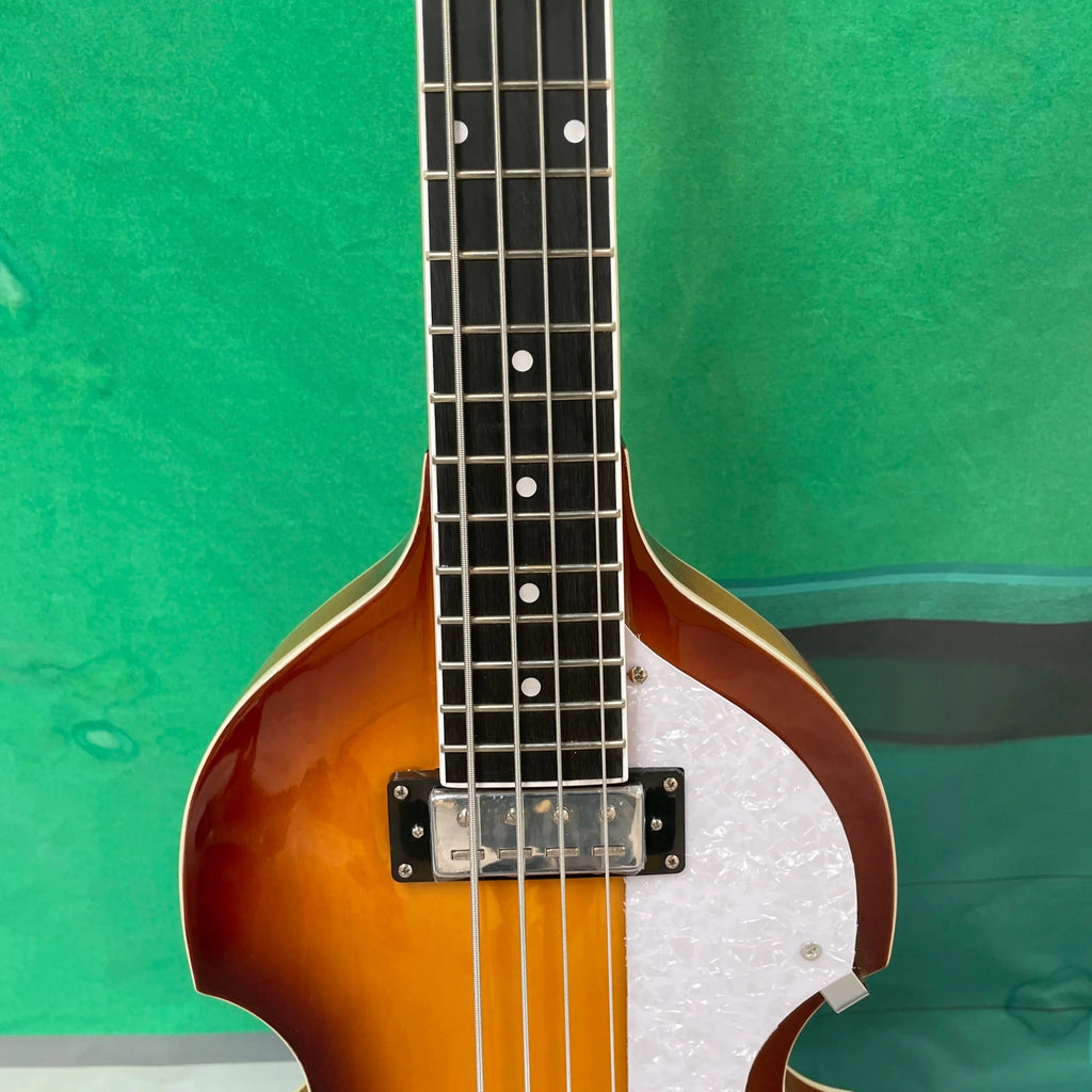4-string electric bass guitar violin-style body, white pickguard, silver hardwareguitars ,ideal for beginner players guitarra - Shubert Online Store