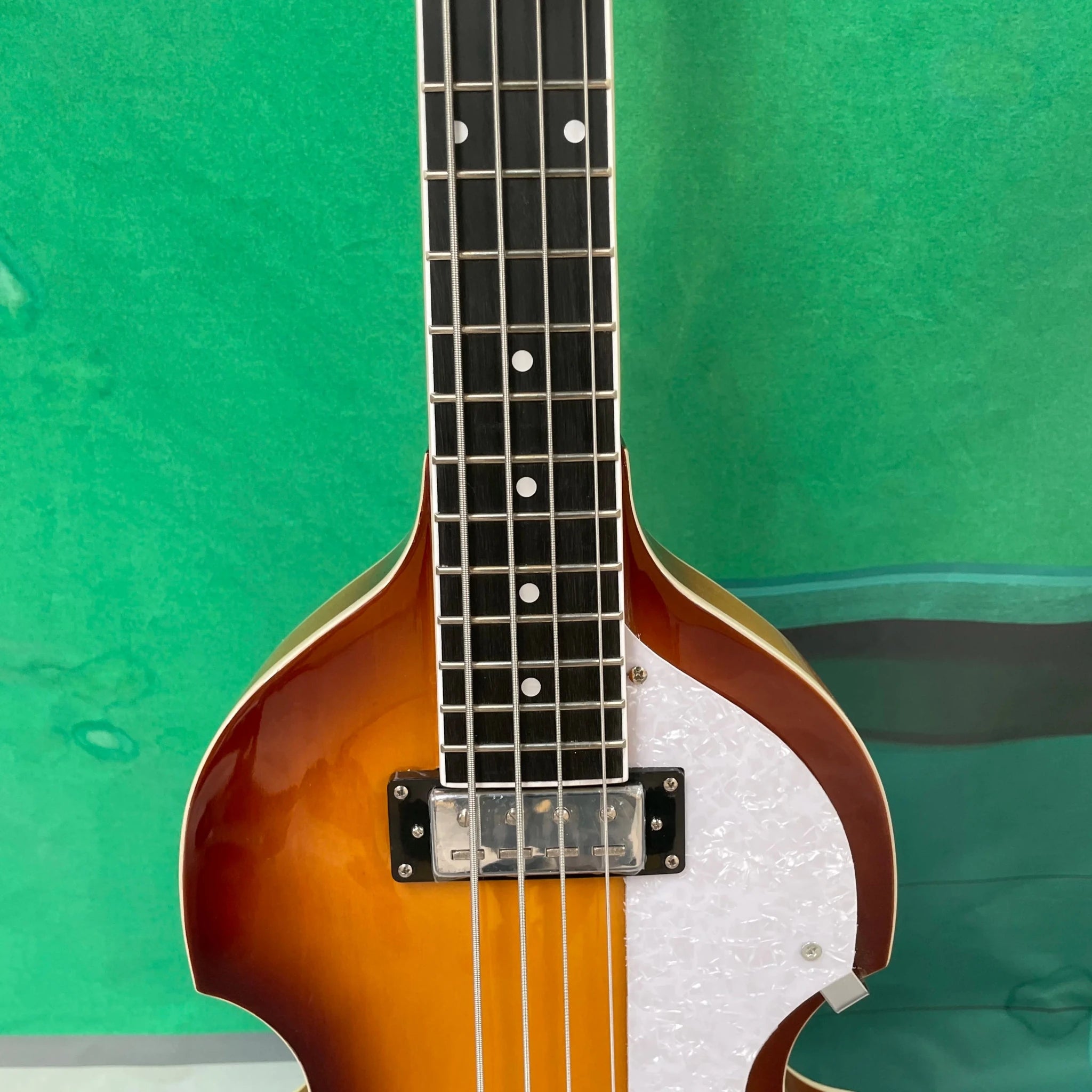 4-string electric bass guitar violin-style body, white pickguard, silver hardwareguitars ,ideal for beginner players guitarra - Shubert Online Store