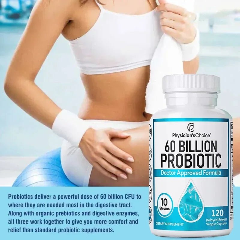 60 Billion Probiotics - Promotes Overall Digestive Health, Immunity, Gut Health, Gas & Bloating Relief, Acidophilus Supplement - Shubert Online Store