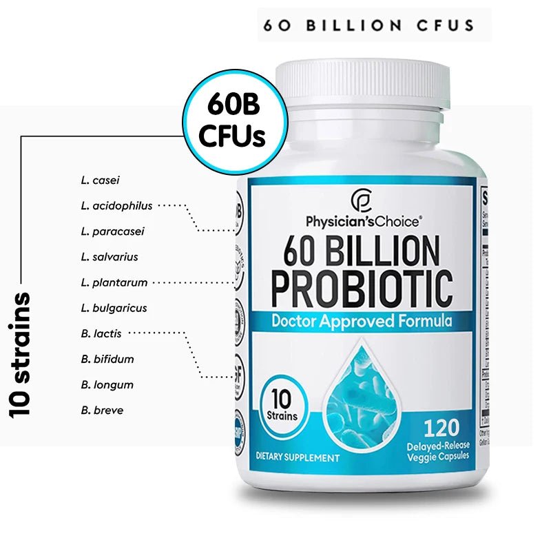 60 Billion Probiotics - Promotes Overall Digestive Health, Immunity, Gut Health, Gas & Bloating Relief, Acidophilus Supplement - Shubert Online Store