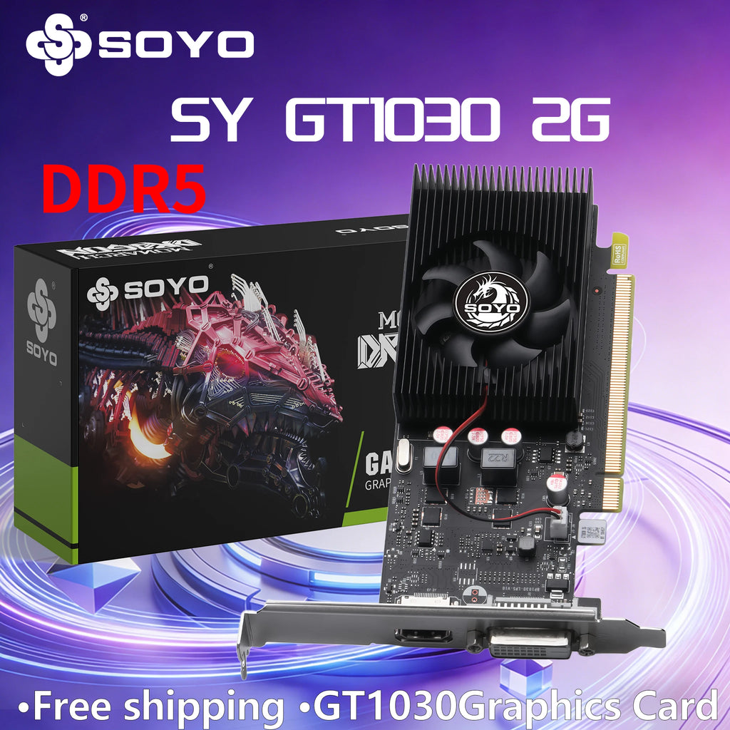 NVIDIA GeForce GT 1030 2GB Graphics Card GDDR5 64-bit PCIe x4 3.0 DesktopVideo card Low Power HDMI DVI PC Game Computer componen