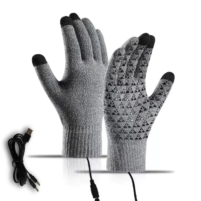Electric Heated Gloves Touch Screen Outdoor Riding Skiing Mitten USB Heated Gloves Winter Cycling Gloves for Backpacking