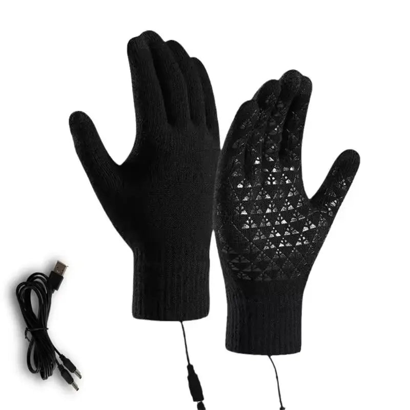 Electric Heated Gloves Touch Screen Outdoor Riding Skiing Mitten USB Heated Gloves Winter Cycling Gloves for Backpacking