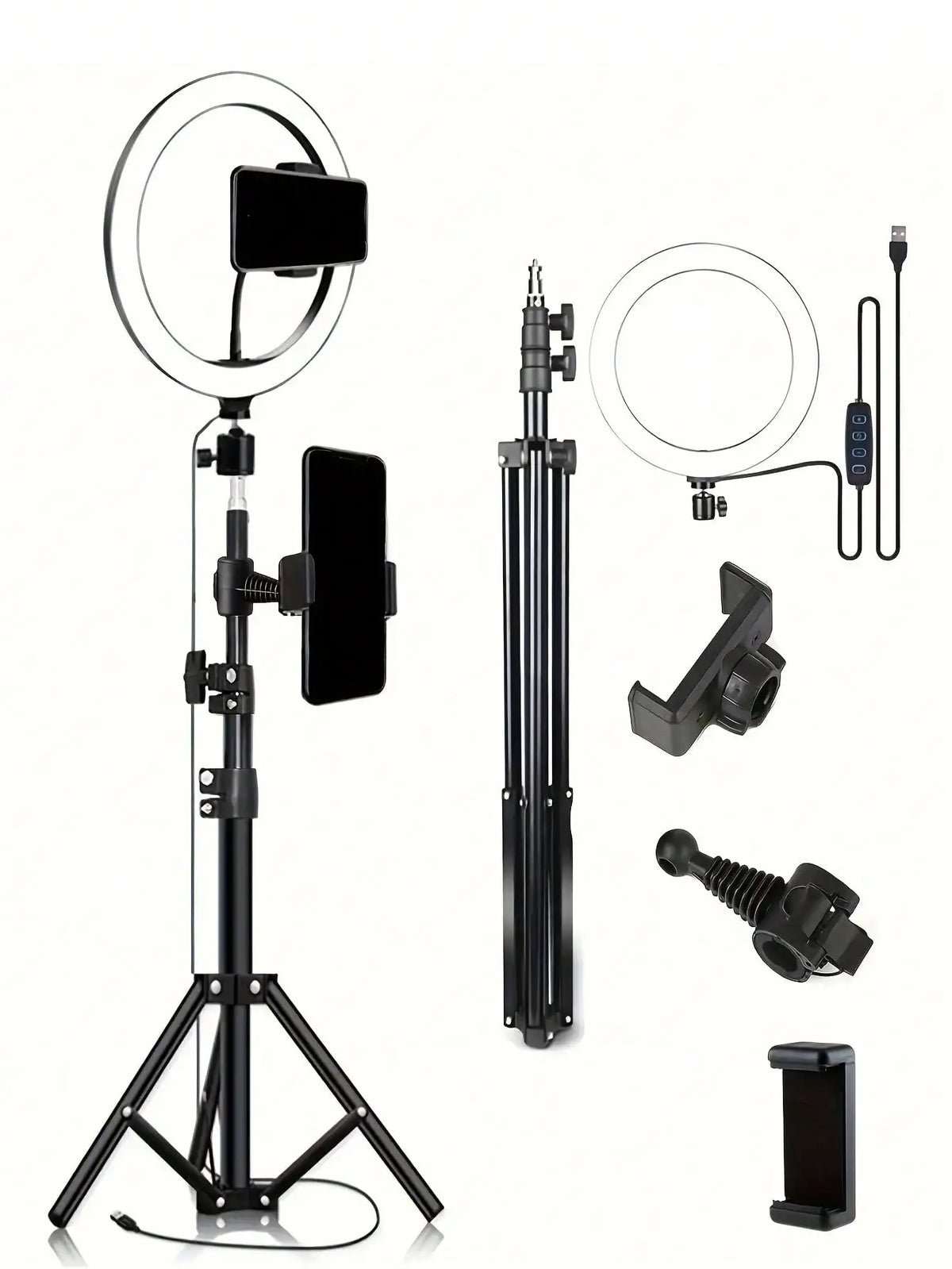 110cm tripod stand+O-clip, equipped with 10 inch live streaming ring fill light and selfie live streaming artifact