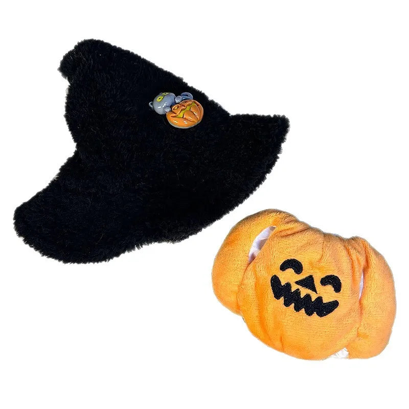 Plush Halloween Pumpkin Costume for 17cm Labubu Doll Accessories Pumpkin Style Dress  Set Fashion Clothes Outfit for Labubu Gift