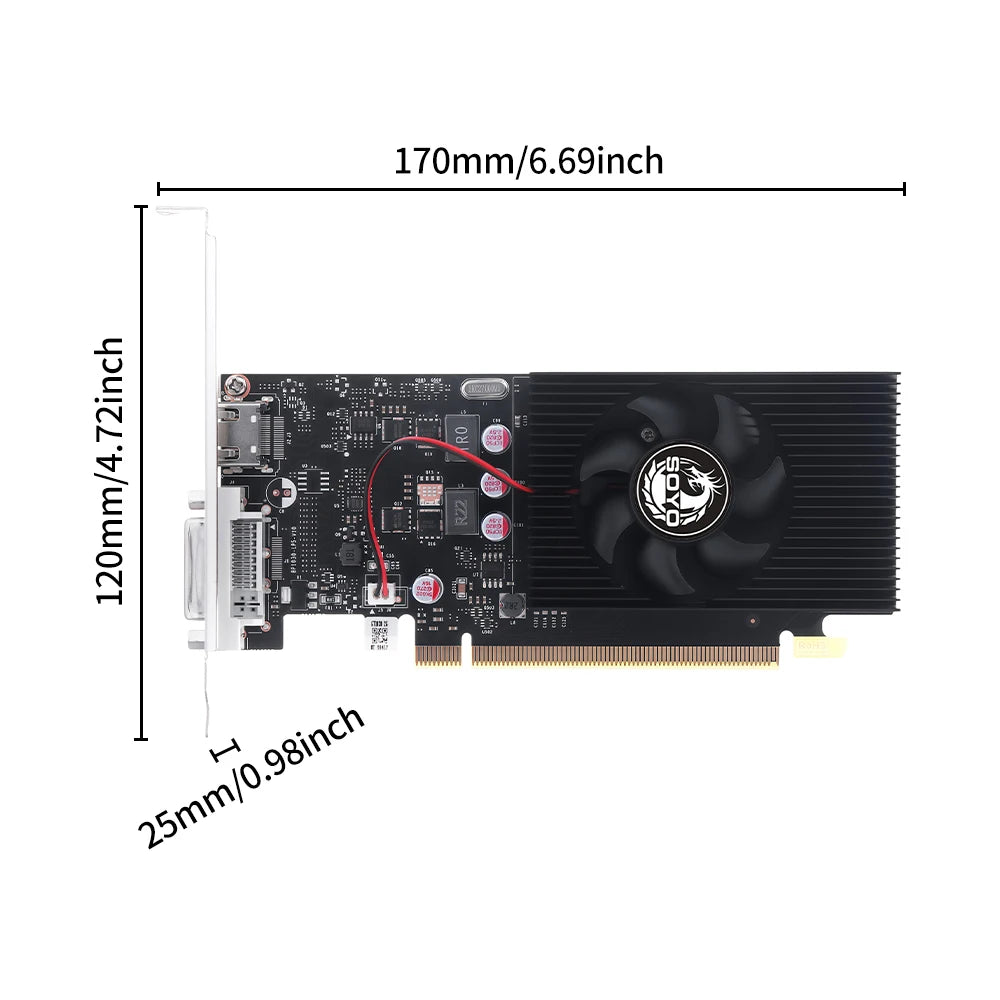 NVIDIA GeForce GT 1030 2GB Graphics Card GDDR5 64-bit PCIe x4 3.0 DesktopVideo card Low Power HDMI DVI PC Game Computer componen