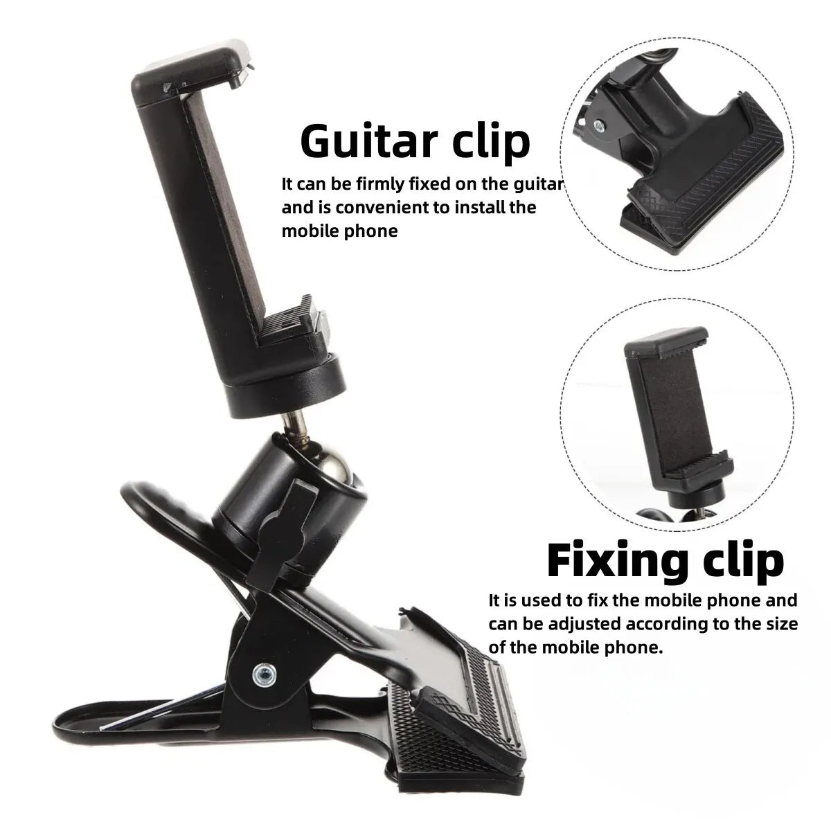 Miwayer Guitar Head Clip Mobile Phone Holder Live Broadcast Bracket Stand Tripod Clip Head