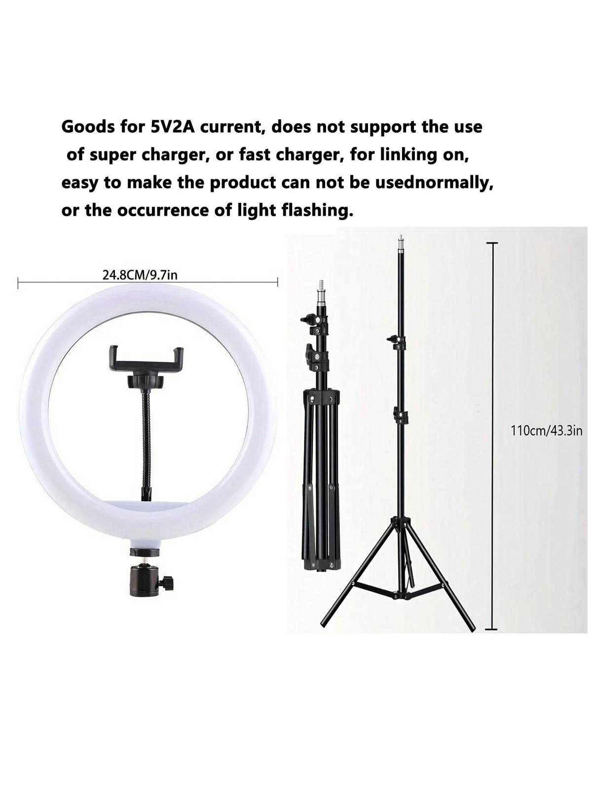 110cm tripod stand+O-clip, equipped with 10 inch live streaming ring fill light and selfie live streaming artifact