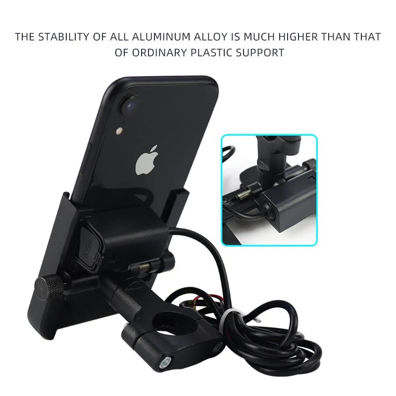 Aluminium Alloy Mobile Phone Holder Bike Motorcycle Cell Phone Holder Motorcycle Holder Phone Charger - Shubert Online Store