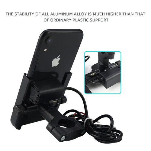 Aluminium Alloy Mobile Phone Holder Bike Motorcycle Cell Phone Holder Motorcycle Holder Phone Charger - Shubert Online Store