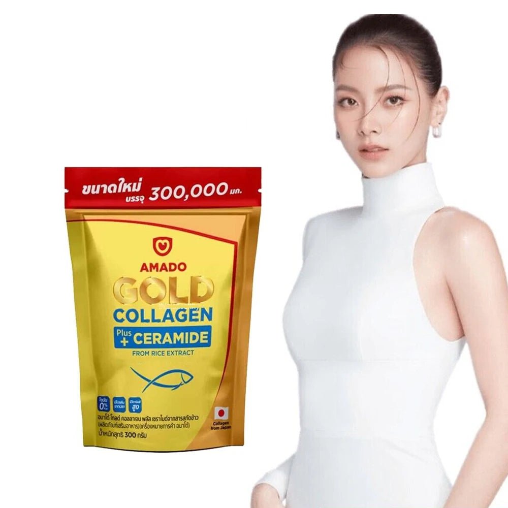 Amado Gold Collagen Plus Ceramide Tripeptide Anti Aging Wrinkle Moisturizing Young Skin Health 300g - Shubert Online Store