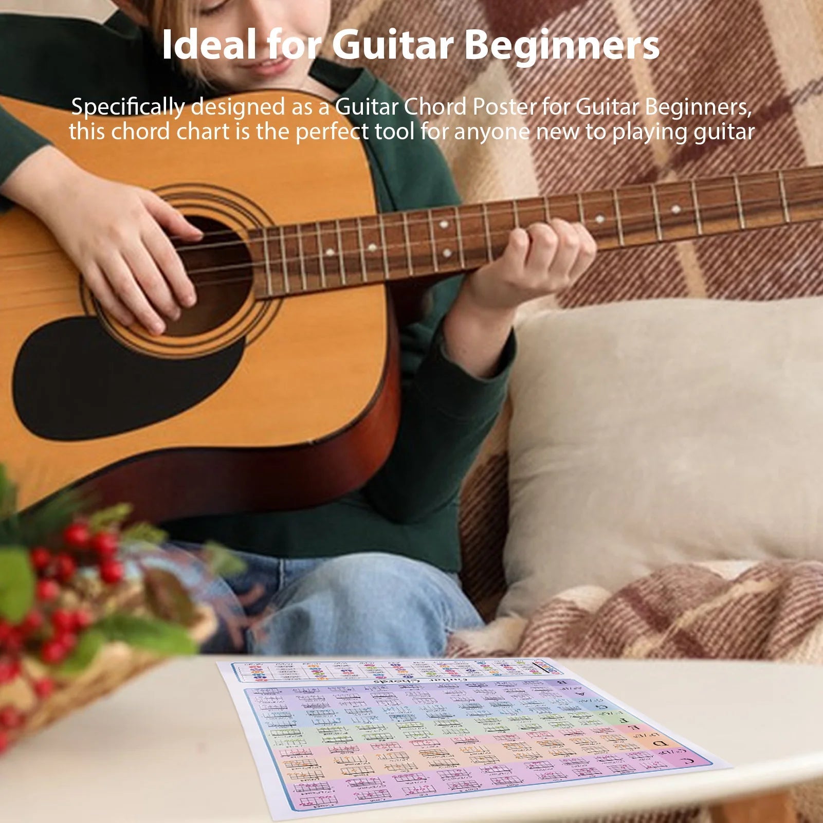 Guitar Chord Chart for Guitar Beginners Music Theory Guitars Fingerboard Scale Chart Classroom Educational Reference Guide - Shubert Online Store