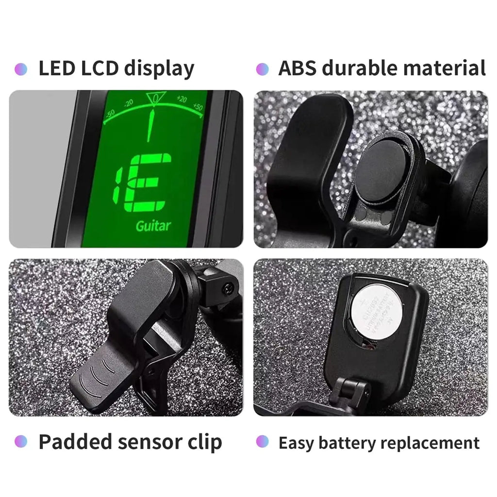 Guitar Tuner For All Instruments Clip on Electronic Tuner for Guitar Bass Ukulele Violin Mandolin Banjo - Shubert Online Store