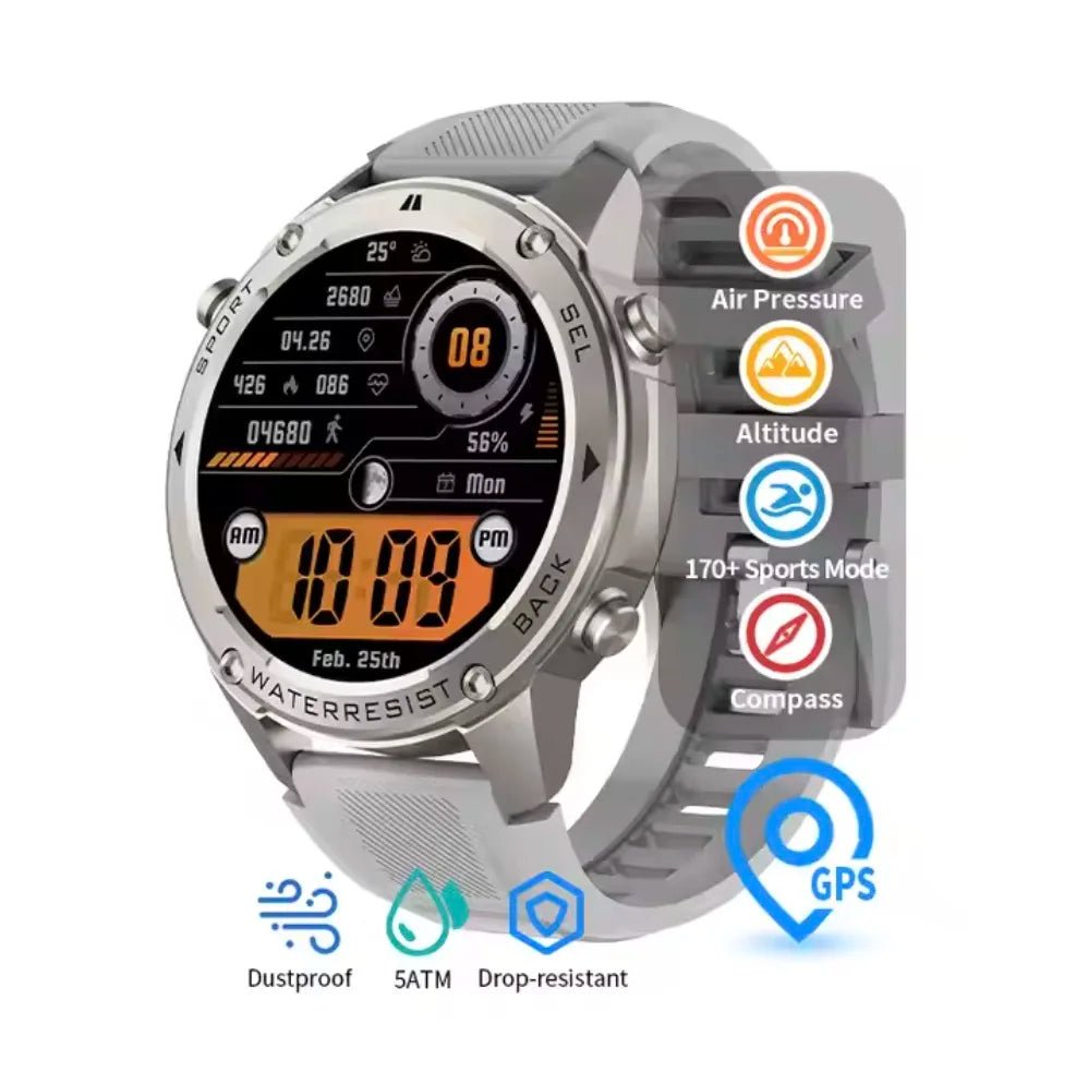 Hot Selling 5ATM Waterproof Sport Smartwatch for Men BT Call HR Spo2 Monitor L1+L5 GPS Smart Fitness Watches Steps Calories - Shubert Online Store