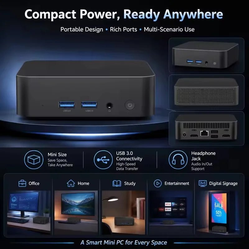 Mini PC Intel N150 – Windows 11 Pro, 16GB/32GB RAM, 1TB/2TB SSD Great for gaming! - Shubert Online Store