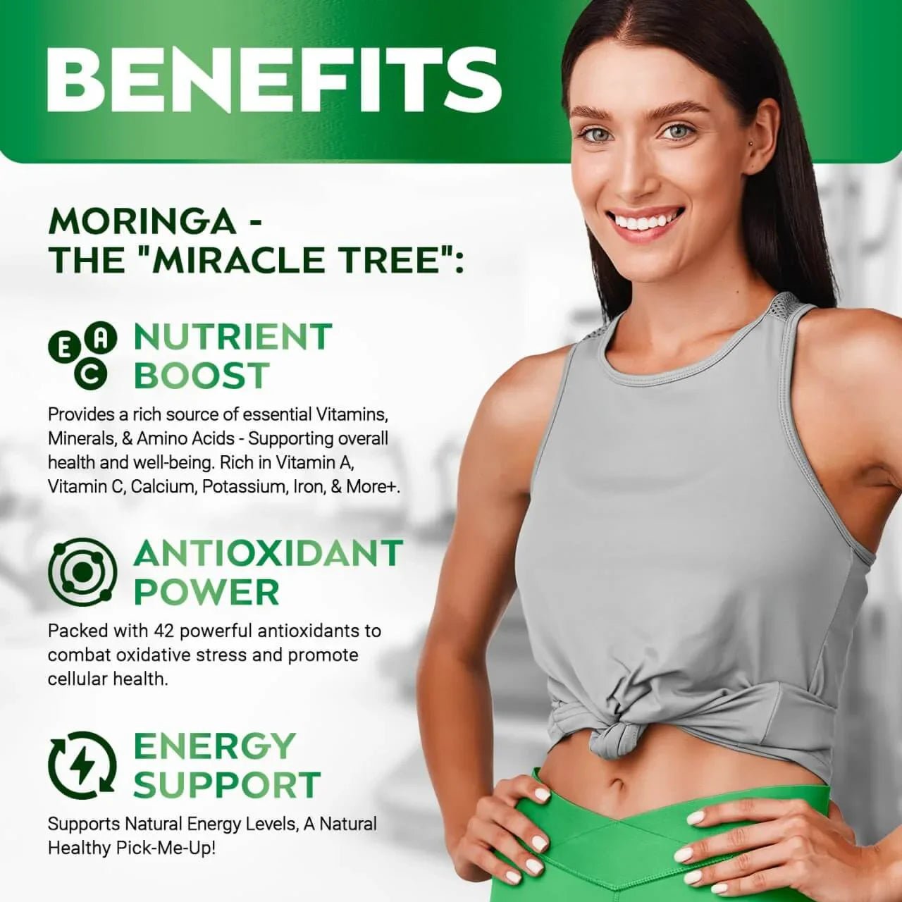 Moringa Capsules - Pure Moringa Powder, Energy, Skin, Immune & Gut Health, Rich in Antioxidant, Essential Vitamins & Amino Acids - Shubert Online Store