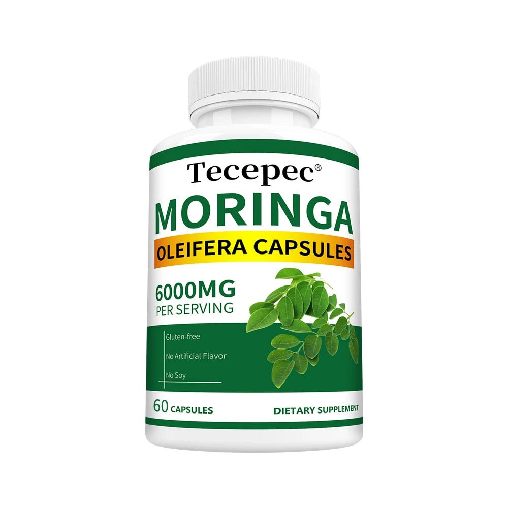 Organic Moringa Capsules 6000mg, Antioxidant, Boost Energy & Metabolism, Support Immune, Digestive, Brain & Heart Health - Shubert Online Store