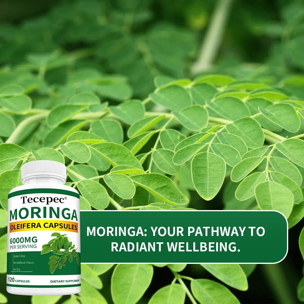 Organic Moringa Capsules 6000mg, Antioxidant, Boost Energy & Metabolism, Support Immune, Digestive, Brain & Heart Health - Shubert Online Store