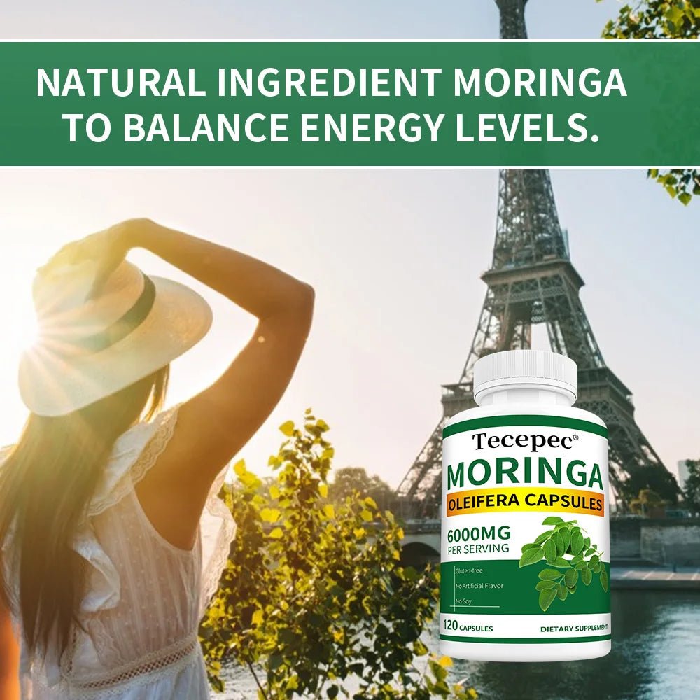 Organic Moringa Capsules 6000mg, Antioxidant, Boost Energy & Metabolism, Support Immune, Digestive, Brain & Heart Health - Shubert Online Store