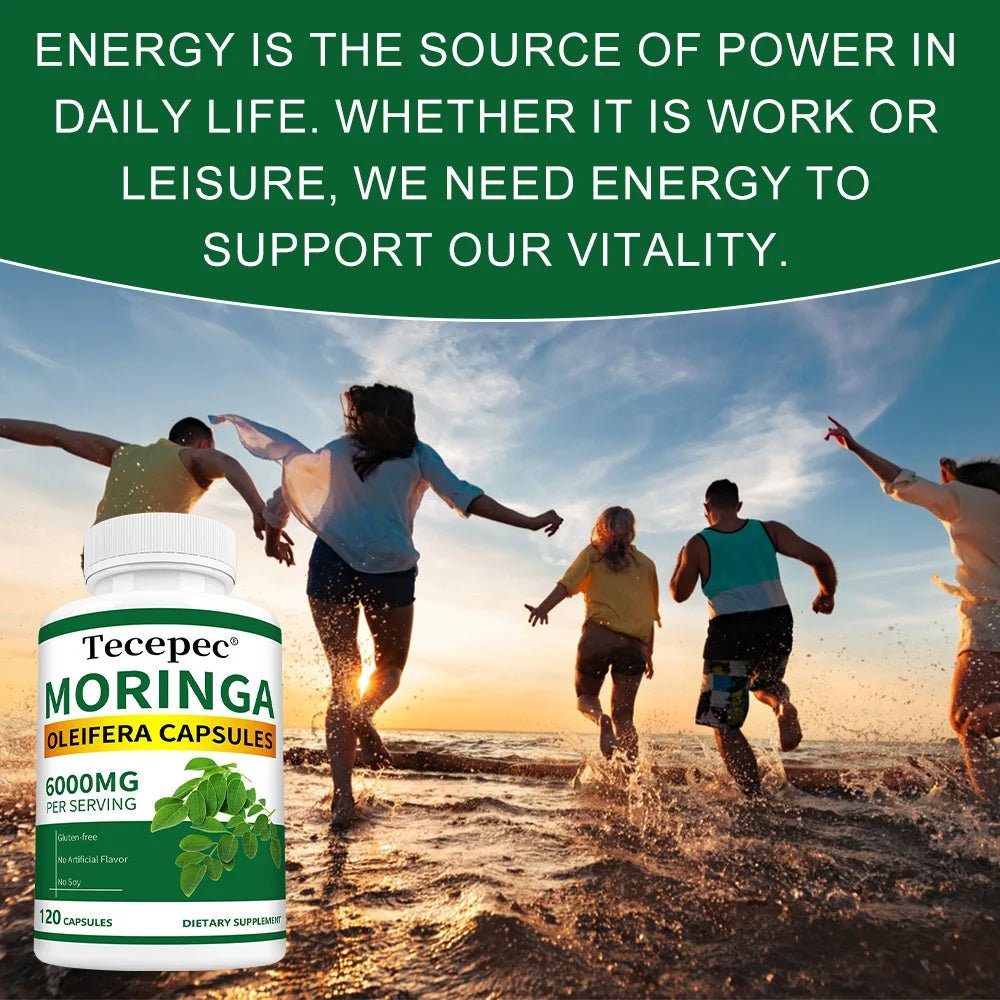 Organic Moringa Capsules 6000mg, Antioxidant, Boost Energy & Metabolism, Support Immune, Digestive, Brain & Heart Health - Shubert Online Store