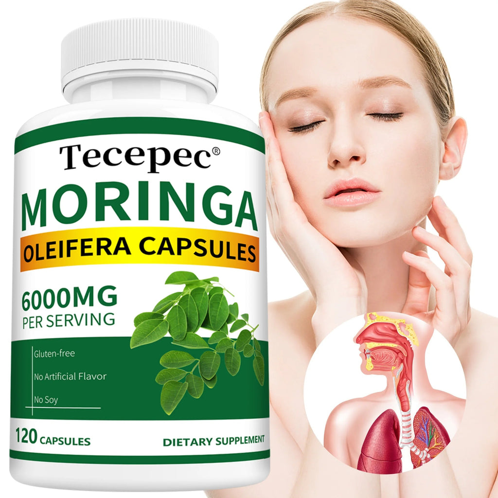 Organic Moringa Capsules 6000mg, Antioxidant, Boost Energy & Metabolism, Support Immune, Digestive, Brain & Heart Health - Shubert Online Store