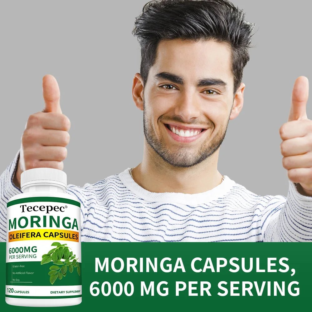 Organic Moringa Capsules 6000mg, Antioxidant, Boost Energy & Metabolism, Support Immune, Digestive, Brain & Heart Health - Shubert Online Store