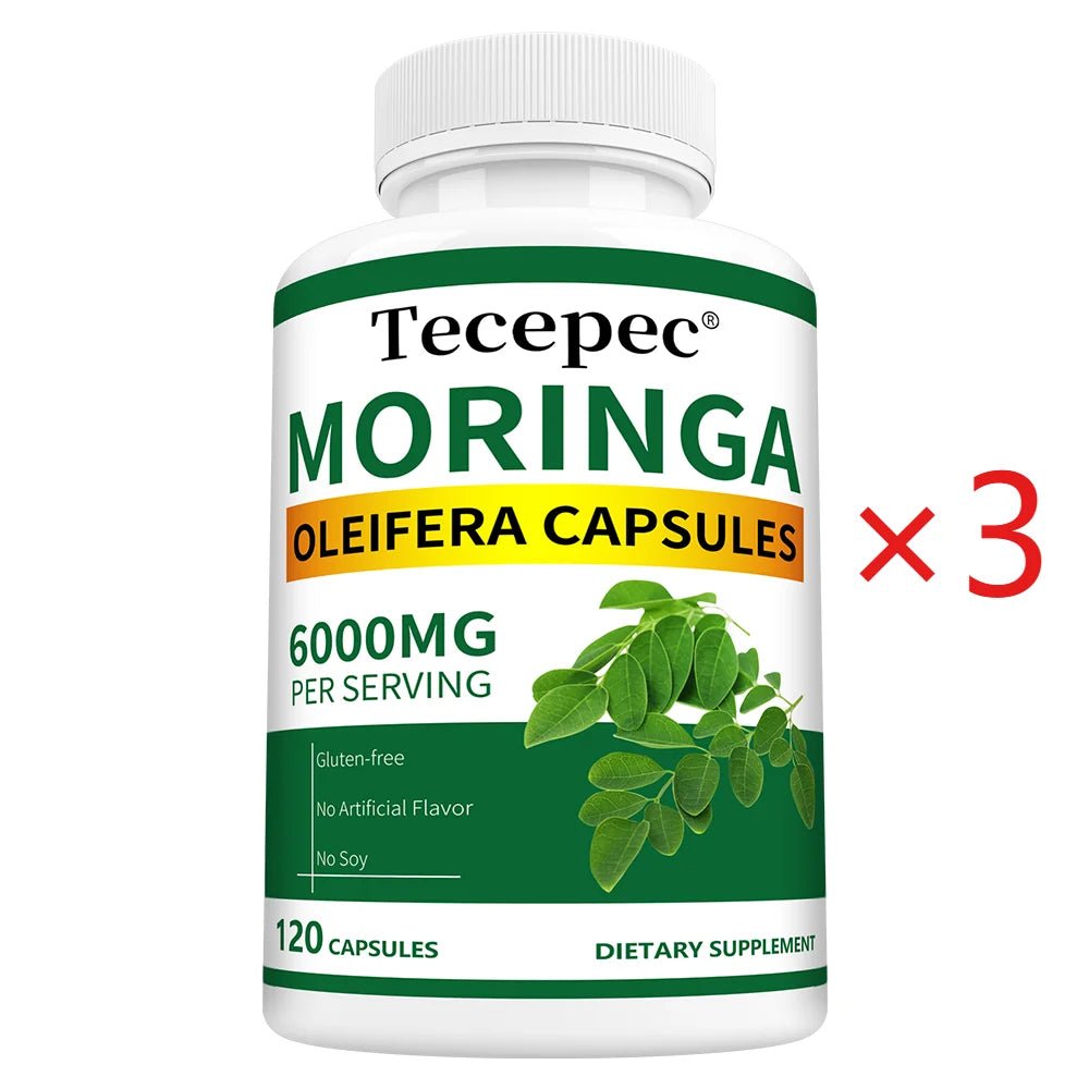 Organic Moringa Capsules 6000mg, Antioxidant, Boost Energy & Metabolism, Support Immune, Digestive, Brain & Heart Health - Shubert Online Store