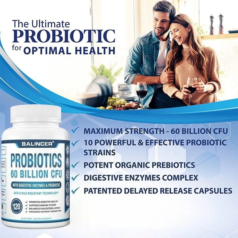 Probiotic + Prebiotic Supplements - Contains Digestive Enzymes To Support Digestive Health and The Immune System - Shubert Online Store