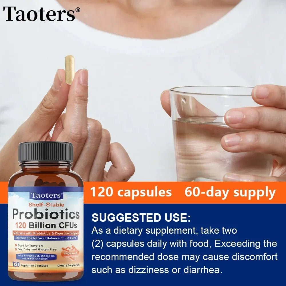 Probiotics 120 Billion CFUs 34 Strains with Organic Prebiotics & Digestive Enzymes, Digestion & Immunity Health for Women & Men - Shubert Online Store