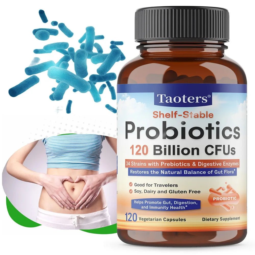 Probiotics 120 Billion CFUs 34 Strains with Organic Prebiotics & Digestive Enzymes, Digestion & Immunity Health for Women & Men - Shubert Online Store