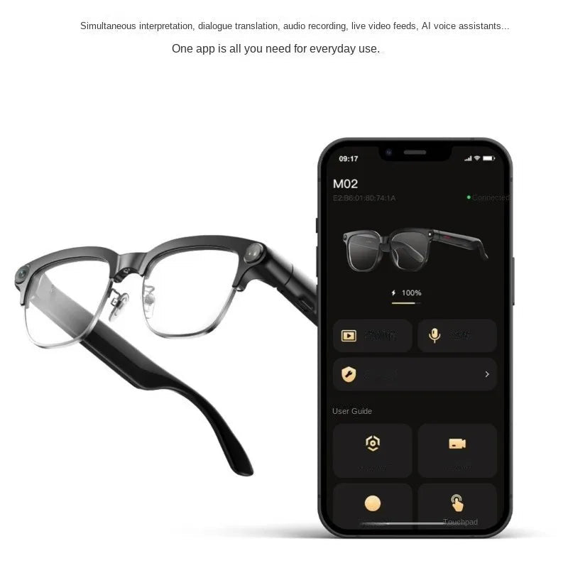 Smart Glasses AI Glasses 800W Black Semi-Framed With Camera For Photo Video Translation And Object Recognition 2026 DropShipping - Shubert Online Store