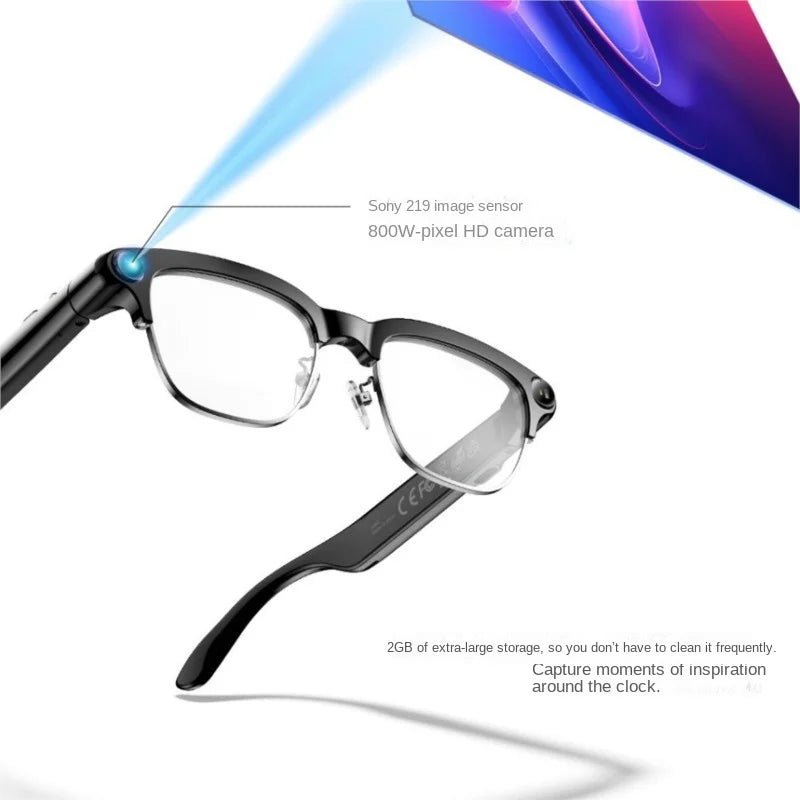 Smart Glasses AI Glasses 800W Black Semi-Framed With Camera For Photo Video Translation And Object Recognition 2026 DropShipping - Shubert Online Store