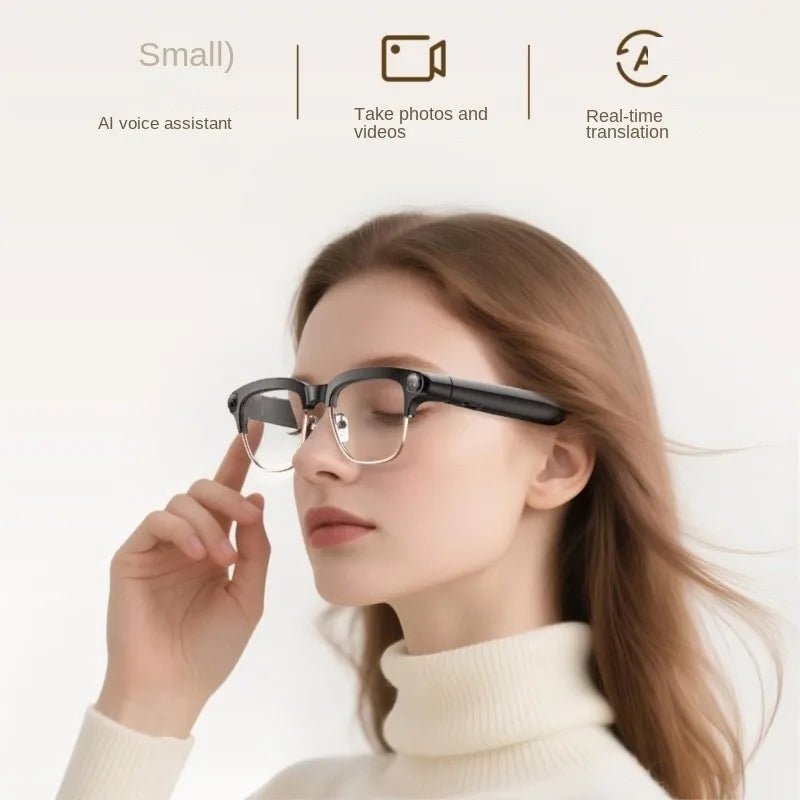 Smart Glasses AI Glasses 800W Black Semi-Framed With Camera For Photo Video Translation And Object Recognition 2026 DropShipping - Shubert Online Store