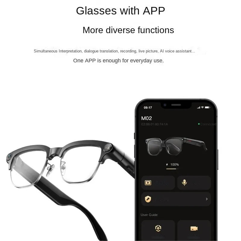 Smart Glasses AI Glasses 800W Black Semi-Framed With Camera For Photo Video Translation And Object Recognition 2026 DropShipping - Shubert Online Store