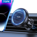 TOPK for Magsafe Car Phone Holder,Powerful Magnetism Premium Quality Single-Hand Operation Metal Hook Magnetic Car Phone Mount - Shubert Online Store