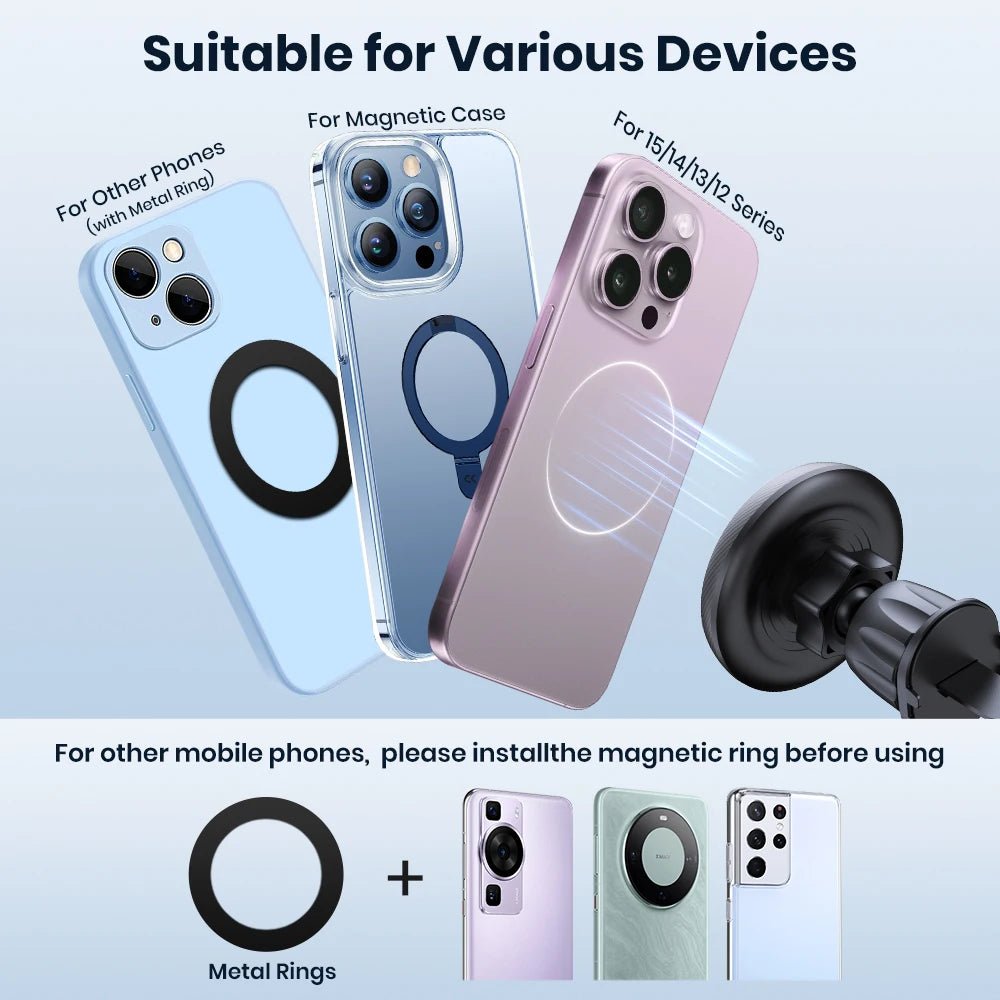 TOPK for Magsafe Car Phone Holder,Powerful Magnetism Premium Quality Single-Hand Operation Metal Hook Magnetic Car Phone Mount - Shubert Online Store