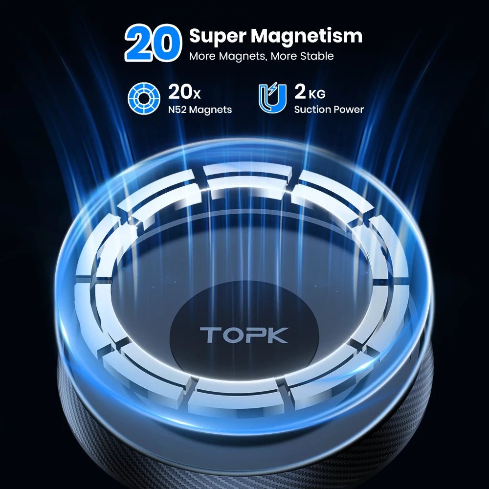 TOPK for Magsafe Car Phone Holder,Powerful Magnetism Premium Quality Single-Hand Operation Metal Hook Magnetic Car Phone Mount - Shubert Online Store