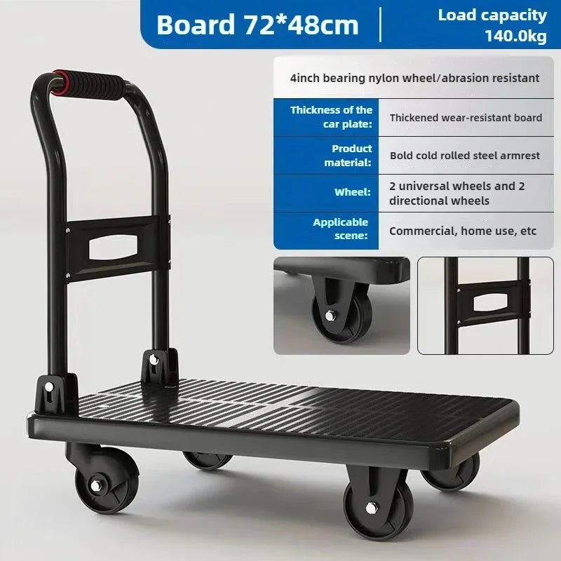 trolley pulling goods four-wheeled flatbed cart pushing goods truck folding trolley express trailer - Shubert Online Store