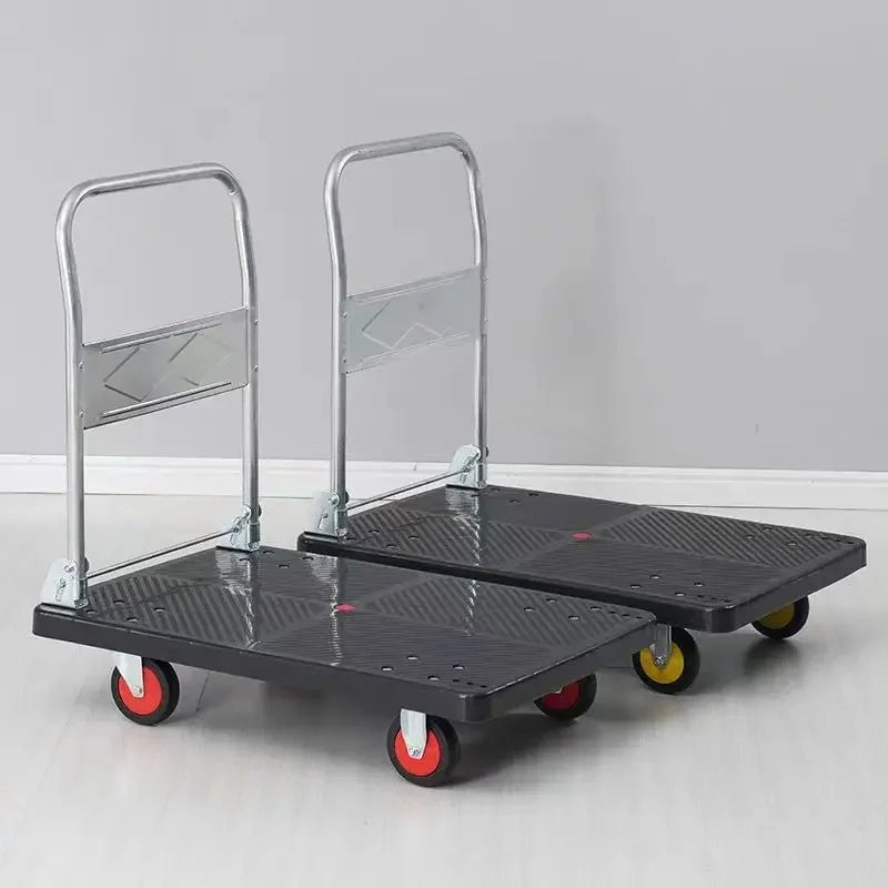 trolley pulling goods four-wheeled flatbed cart pushing goods truck folding trolley express trailer - Shubert Online Store