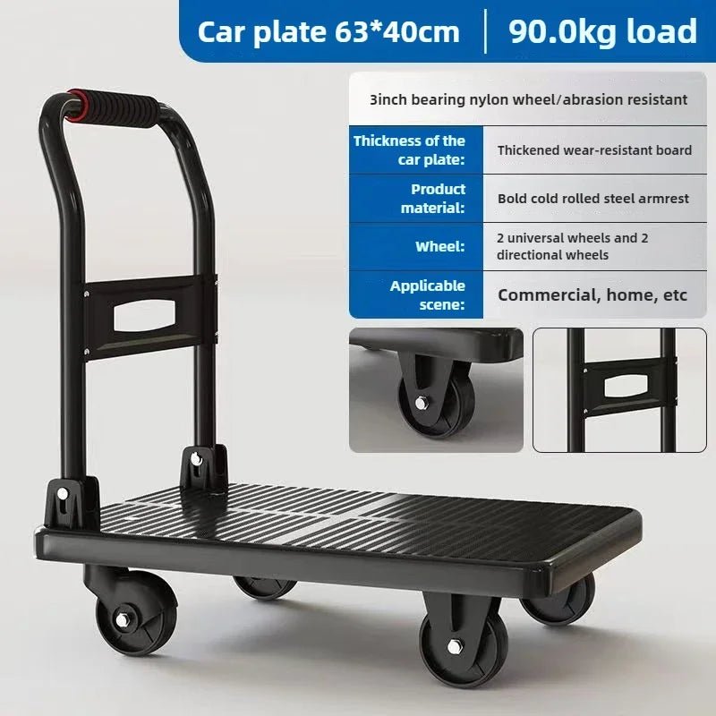 trolley pulling goods four-wheeled flatbed cart pushing goods truck folding trolley express trailer - Shubert Online Store