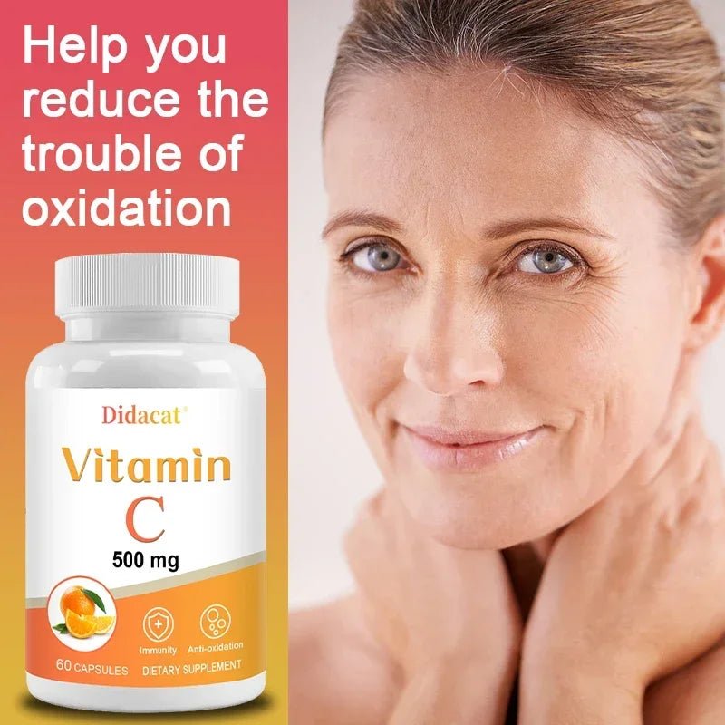 Vitamin C 500 mg, 120 Capsules - High Absorption, Antioxidant Supplement, Immune System and Collagen Supplement, Non-GMO - Shubert Online Store