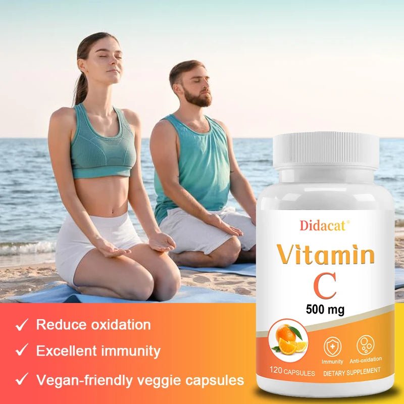 Vitamin C 500 mg, 120 Capsules - High Absorption, Antioxidant Supplement, Immune System and Collagen Supplement, Non-GMO - Shubert Online Store