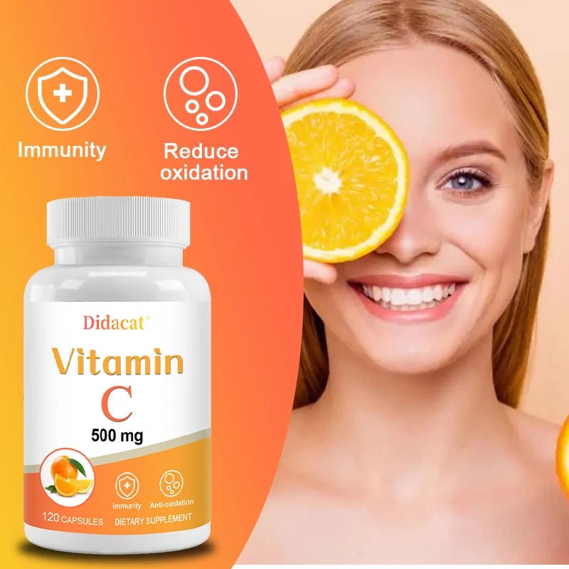 Vitamin C 500 Mg, Antioxidant & Immune Support, Overall Health, Supports Healthy Skin & Joints, Non-GMO, Vegan, Gluten Free - Shubert Online Store