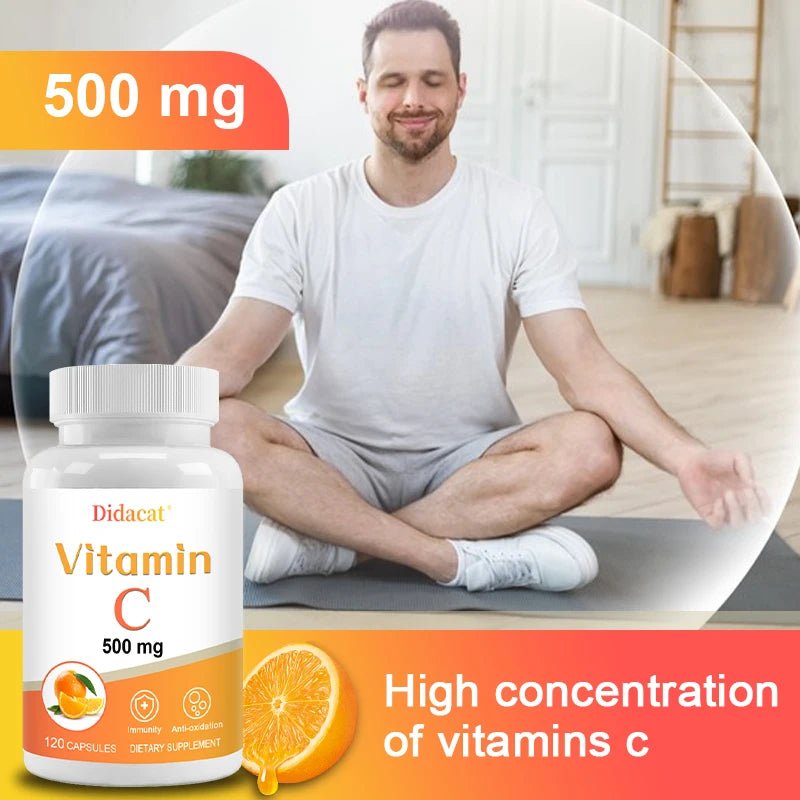 Vitamin C 500 Mg, Antioxidant & Immune Support, Overall Health, Supports Healthy Skin & Joints, Non-GMO, Vegan, Gluten Free - Shubert Online Store