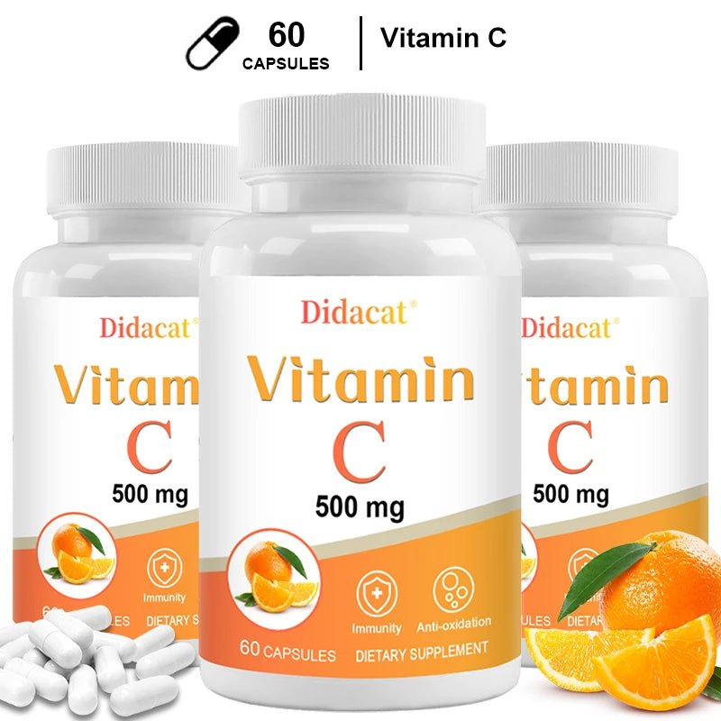 Vitamin C 500 Mg, Antioxidant & Immune Support, Overall Health, Supports Healthy Skin & Joints, Non-GMO, Vegan, Gluten Free - Shubert Online Store