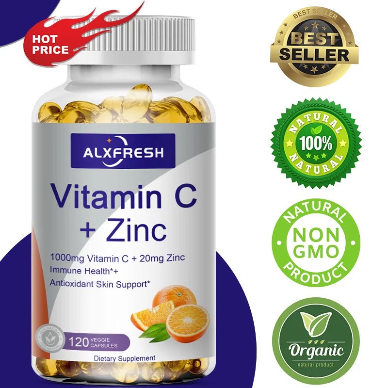 Vitamin C Zinc Capsules for Enhance Immunity Anti-oxidation Anti-aging Promote Skin Metabolism Energy Level Healthy Dual Synergy - Shubert Online Store