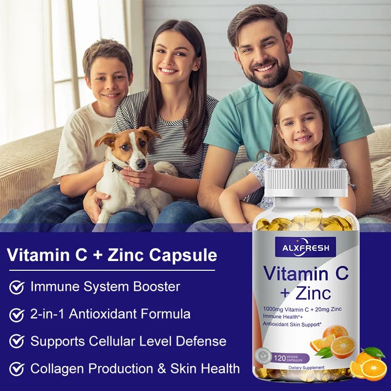 Vitamin C Zinc Capsules for Enhance Immunity Anti-oxidation Anti-aging Promote Skin Metabolism Energy Level Healthy Dual Synergy - Shubert Online Store
