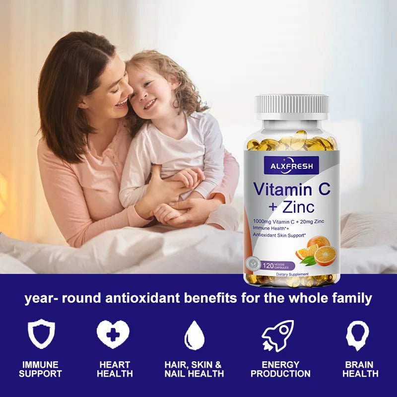 Vitamin C Zinc Capsules for Enhance Immunity Anti-oxidation Anti-aging Promote Skin Metabolism Energy Level Healthy Dual Synergy - Shubert Online Store